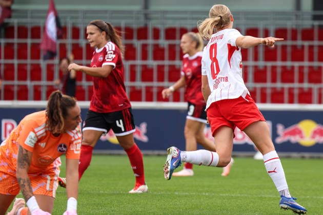 Deutschland: Fußball Google Pixel Frauen-Bundesliga 2026 - 2027, 4. Spieltag - RB Leipzig gegen 1.FC Nürnberg, Trainingszentrum von RB Leipzig (Leipzig): Tor und Jubel von Emilia Ãsgeirsdottir (RB Leipzig Frauen, 8) zum 1:0 *** Germany Soccer Google Pixel Women s Bundesliga 2026 2027, Matchday 4: RB Leipzig vs. 1. FC Nuremberg, RB Leipzig s training center in Leipzig; goal and celebration by Emilia Åsgeirsdottir of RB Leipzig Women, 8–1 0 Copyright: xLucasxWalterx