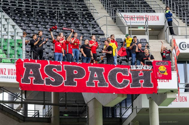 SG Sonnenhof Grossaspach fans in the visitors section cheer on their team GER, TSV Havelse vs. SG Sonnenhof Grossaspach, Soccer, 3rd League, Matchday 5, 2026–2027 season, September 12, 2026 DFL regulations prohibit the use of photographs as image sequences and or quasi-video GER, TSV Havelse vs. SG Sonnenhof Grossaspach, soccer, 3. Liga, Matchday 5, 2026–2027 season, September 12, 2026, Hanover Copyright: xEibner-Pressefoto JanxRollingerx EP_JSK