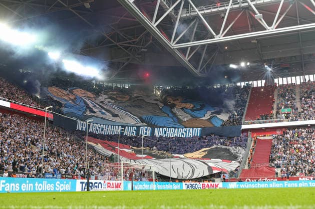 September 12, 2026, GER, Soccer, Men s, 3rd Division, 2026–2027 Season, Fortuna Düsseldorf vs. MSV Duisburg; MSV fans with a choreographed display and setting off pyrotechnics; Düsseldorf Merkur Spiel Arena, North Rhine-Westphalia, Germany Copyright: xAdrianxSchlüterx