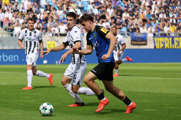 September 12, 2026, Soccer, Men s, 3rd Division, 2026–2027 Season, 1 FC Saarbrücken vs. FC Ingolstadt 04, Alexander Staff (1 FC Saarbrücken), Georgios Antzoulas (FC Ingolstadt 04), Saarbrücken, Ludwigsparkstadion, Saarland, Germany, DEU Copyright: xSebastianxBachx