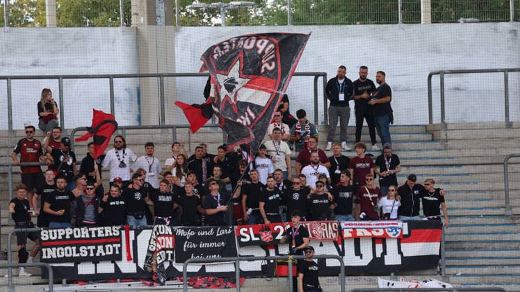 September 12, 2026, xrekx, Soccer 3rd Division, 1 FC Saarbrücken vs. FC Ingolstadt 04 – FC Ingolstadt fans, atmosphere, scarves, ultras, spectators, visitors, choreography, atmosphere, scarves, spectators, visitors, Saarbrücken