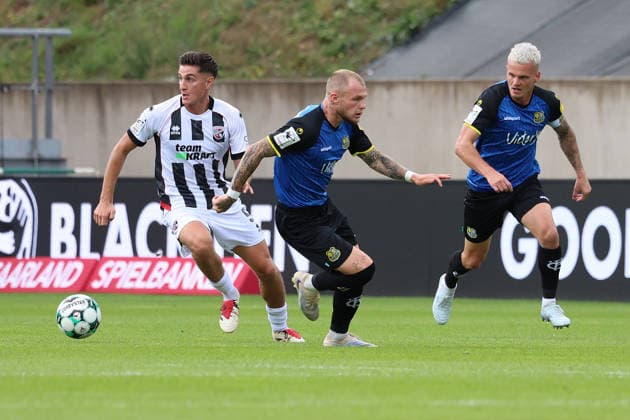 September 12, 2026, xrekx, Soccer 3rd Division, 1. FC Saarbrücken vs. FC Ingolstadt 04: Emre Gül Guel (FC Ingolstadt 04), Philip Fahrner (1. FC Saarbrücken), Florian Pick (1. FC Saarbrücken), Saarbrücken