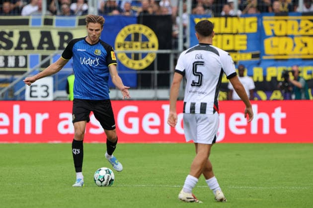 September 12, 2026, Soccer, Men s, 3rd Division, 2026–2027 Season, 1 FC Saarbrücken vs. FC Ingolstadt 04, Siemen Voet (1 FC Saarbrücken), Emre Gül (FC Ingolstadt 04), Saarbrücken, Ludwigsparkstadion, Saarland, Germany, DEU Copyright: xSebastianxBachx
