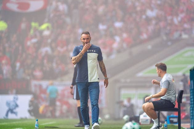 Dietmar Hirsch, MSV Duisburg, Coach in the Fog: Fortuna Düsseldorf vs. MSV Duisburg, Soccer, 3rd Division, Matchday 5, 2026–27 Season, September 12, 2026, DFL regulations prohibit any use of photographs as image sequences and or quasi-video, Fortuna Düsseldorf vs. MSV Duisburg, soccer, 3rd League, Matchday 5, 2026–27 season, September 12, 2026, Düsseldorf Copyright: xEibner-Pressefoto LukasxBaldygax EP_LBA
