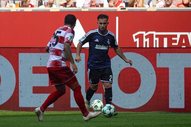September 12, 2026, GER, Soccer, Men s, 3rd Division, 2026–2027 Season, Fortuna Düsseldorf vs. MSV Duisburg: Matthias Zimmermann (F95) and Can Coskun (MSV) in action Copyright: xSvenxHanischx