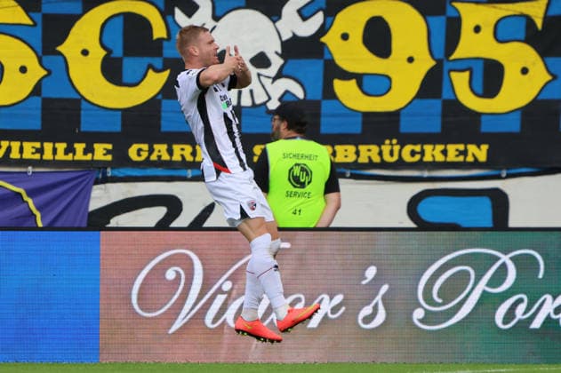 September 12, 2026, Soccer, Men s, 3rd Division, 2026–2027 Season, 1. FC Saarbrücken vs. FC Ingolstadt 04, celebration of the 0–1 goal, goal scorer Lars Lokotsch, FC Ingolstadt 04, Saarbrücken, Ludwigsparkstadion, Saarland, Germany, DEU Copyright: xSebastianxBachx