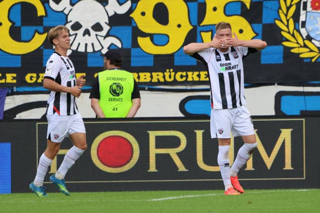 September 12, 2026, Soccer, Men s, 3rd Division, 2026–2027 Season, 1. FC Saarbrücken vs. FC Ingolstadt 04, celebration of the 0–1 goal, goal scorer Lars Lokotsch, FC Ingolstadt 04, Saarbrücken, Ludwigsparkstadion, Saarland, Germany, DEU Copyright: xSebastianxBachx