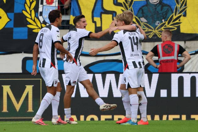 September 12, 2026, Soccer, Men s, 3rd Division, 2026–2027 Season, 1. FC Saarbrücken vs. FC Ingolstadt 04, celebration of the 0–1 goal, goal scorer Lars Lokotsch, FC Ingolstadt 04, Saarbrücken, Ludwigsparkstadion, Saarland, Germany, DEU Copyright: xSebastianxBachx