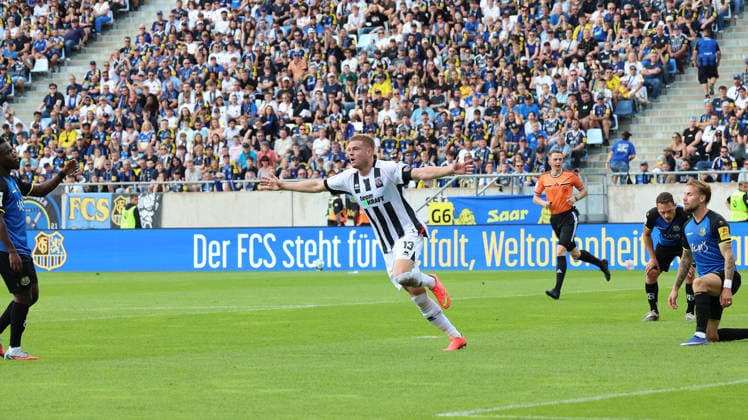 September 12, 2026, xrekx, Soccer 3rd Division, 1. FC Saarbrücken vs. FC Ingolstadt 04 – Goal celebration after Lars Lokotsch scored the 0-1 goal for FC Ingolstadt 04 against Saarbrücken