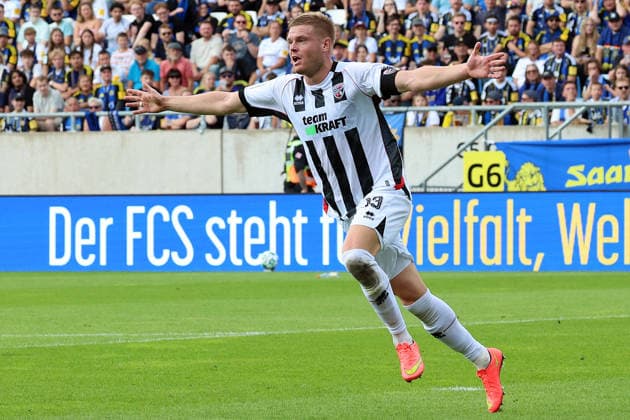 September 12, 2026, xrekx, Soccer 3rd Division, 1. FC Saarbrücken vs. FC Ingolstadt 04 – Goal celebration after Lars Lokotsch scored the 0-1 goal for FC Ingolstadt 04 against Saarbrücken