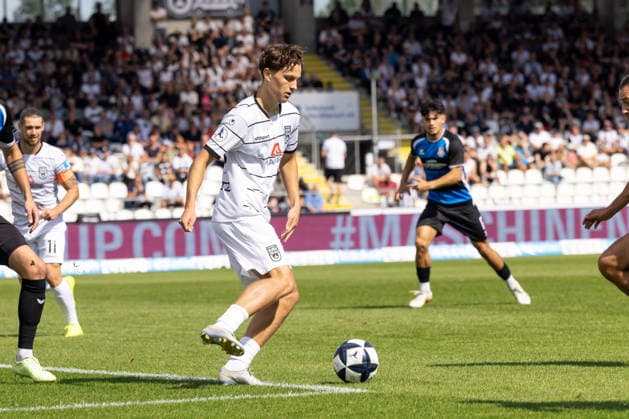SSV Ulm 1846 Soccer vs. FSV Frankfurt, Soccer, Regionalliga Southwest, Matchday 7, Donaustadion Ulm, Ulm, September 12, 2026, Karl Kempf, SSV Ulm 1846 Soccer, 14 SSV Ulm 1846 Soccer vs. FSV Frankfurt, Soccer, Regionalliga Southwest, Matchday 7, Donaustadion, Ulm, Ulm, September 12, 2026, Photo by Lucca Fundel, Ulm, Donaustadion, Ulm, Baden-Württemberg, Germany