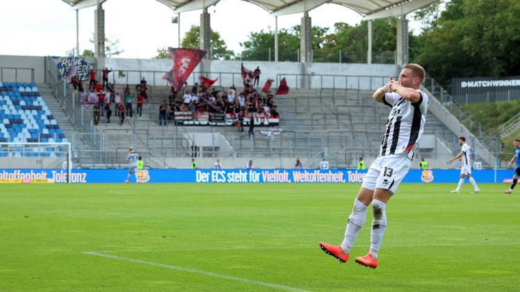 September 12, 2026, xrekx, Soccer 3rd Division, 1. FC Saarbrücken vs. FC Ingolstadt 04 – Goal celebration after Lars Lokotsch scored the 0-1 goal for FC Ingolstadt 04 against Saarbrücken