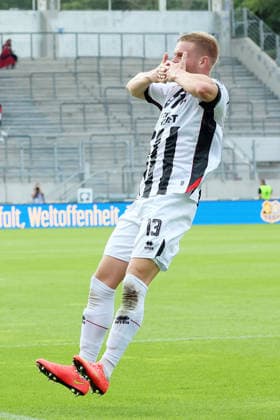 September 12, 2026, xrekx, Soccer 3rd Division, 1. FC Saarbrücken vs. FC Ingolstadt 04 – Goal celebration after Lars Lokotsch scored the 0–1 goal for FC Ingolstadt 04 against Saarbrücken
