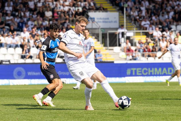 SSV Ulm 1846 Soccer vs. FSV Frankfurt, Soccer, Regionalliga Southwest, Matchday 7, Donaustadion Ulm, Ulm, September 12, 2026, Steffen Meuer, SSV Ulm 1846 Soccer, 18 SSV Ulm 1846 Soccer vs. FSV Frankfurt, Soccer, Regionalliga Southwest, Matchday 7, Donaustadion, Ulm, Ulm, September 12, 2026; Photo by Lucca Fundel; Ulm, Donaustadion, Ulm, Baden-Württemberg, Germany