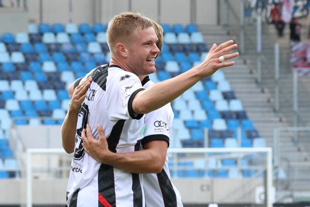 September 12, 2026, xrekx, Soccer 3rd Division, 1. FC Saarbrücken vs. FC Ingolstadt 04 – Goal celebration after Lars Lokotsch scored the 0-1 goal for FC Ingolstadt 04 against Saarbrücken