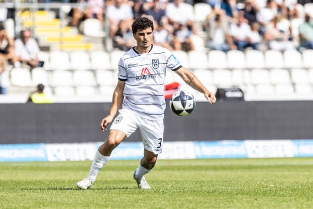 SSV Ulm 1846 Soccer vs. FSV Frankfurt, Soccer, Regionalliga Southwest, Matchday 7, Donaustadion Ulm, Ulm, September 12, 2026, Cutout Single Image, Alexandre Azevedo, SSV Ulm 1846 Soccer, 03 SSV Ulm 1846 Soccer vs. FSV Frankfurt, Soccer, Regionalliga Southwest, Matchday 7, Donaustadion Ulm, Ulm, September 12, 2026, Photo by Lucca Fundel, Ulm, Donaustadion Ulm, Baden-Württemberg, Germany