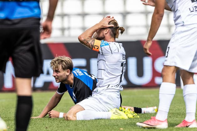 SSV Ulm 1846 Soccer vs. FSV Frankfurt, Soccer, Regionalliga Southwest, Matchday 7, Donaustadion, Ulm, September 12, 2026—Dennis Chessa of SSV Ulm 1846 missed a scoring opportunity, 11 after hitting the post—SSV Ulm 1846 vs. FSV Frankfurt, Soccer, Regionalliga Southwest, Matchday 7, Donaustadion, Ulm, September 26, 2012. Photo by Lucca Fundel, Ulm, Donaustadion, Ulm, Baden-Württemberg, Germany