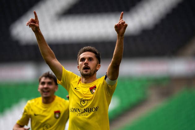 Volkan Celiktas of SG Sonnenhof Großaspach, 05, celebrates after scoring his 1st and 2nd goals, TSV Havelse vs. SG Sonnenhof Großaspach, soccer, 3rd Division, Matchday 5, September 6, 2026, DFB regulations prohibit any use of photographs as image sequences and or quasi-video. Hanover, Lower Saxony, Germany Copyright: xkolbert-press PhilipxZieglerx