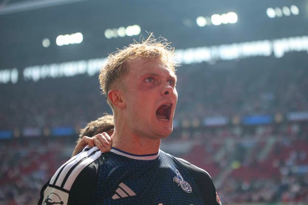 September 12, 2026, GER, Soccer, Men s, 3rd Division, 2026–2027 season, Fortuna Düsseldorf vs. MSV Duisburg, Peter Remmert (Duisburg) celebrates his goal, making the score 0–1, at the Merkur Spiel Arena in North Rhine-Westphalia, Germany Copyright: xAdrianxSchlüterx