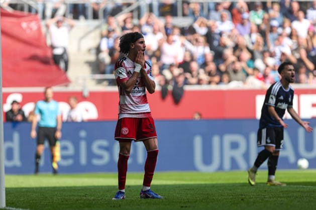 September 12, 2026, GER, Soccer, Men s, 3rd Division, 2026–2027 Season, Fortuna Düsseldorf vs. MSV Duisburg, Anas Slimani, F95 is disappointed, Düsseldorf Merkur, Spiel Arena, North Rhine-Westphalia, Germany Copyright: xAdrianxSchlüterx