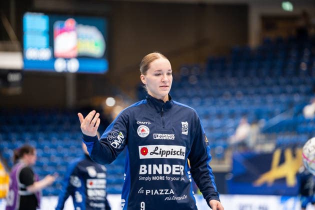 HSG Blomberg Lippe GER vs. Storhamar Handball Elite NOR, Handball, EHF Champions League Women, Group Stage, September 12, 2026, 2026–2027 Season, Lemgo: Nieke Kuehne of HSG Blomberg Lippe, warming up at the Lemgo Phoenix Contact Arena on September 9, Germany