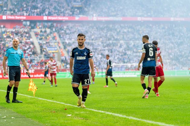 Can Coskun, MSV Duisburg, 27, smiling; Fortuna Düsseldorf vs. MSV Duisburg, soccer, 3. Liga, Matchday 5, 2026–27 season, September 12, 2026, DFL regulations prohibit any use of photographs as image sequences and or quasi-video. Fortuna Düsseldorf vs. MSV Duisburg, soccer, 3rd Division, Matchday 5, 2026–27 season, September 12, 2026, Düsseldorf Copyright: xEibner-Pressefoto LukasxBaldygax EP_LBA
