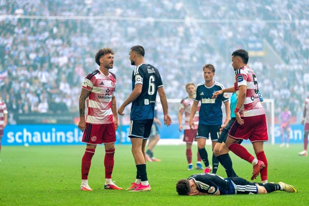Team Formation According to Foukl by Fabian Schleusener, Fortuna Düsseldorf, No. 24 in a tussle with Rasim Bulic, MSV Duisburg, 06, Can Coskun of MSV Duisburg, 27, on the ground, Fortuna Düsseldorf vs. MSV Duisburg, soccer, 3rd League, Matchday 5, 2026–27 season, September 12, 2026, DFL regulations prohibit any use of photographs as image sequences and or quasi-video, Fortuna Düsseldorf vs. MSV Duisburg, soccer, 3. Liga, Matchday 5, 2026–27 season, September 12, 2026, Düsseldorf Copyright: xEibner-Pressefoto LukasxBaldygax EP_LBA