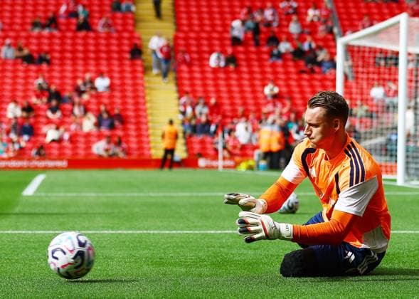Fulham goalkeeper Bernd Leno warms up ahead of the match Liverpool v Fulham, Premier League, Football, Football, Anfield, Liverpool, UK - 12 Sep 2026Liverpool Anfield United Kingdom EDITORIAL USE ONLY No use with unauthorised audio, video, data, fixture lists, club league logos or live services. Online in-match use limited to 120 images, no video emulation. No use in betting, games or single club league player publications.  Copyright: xMattxWest Shutterstockx 17144551ac