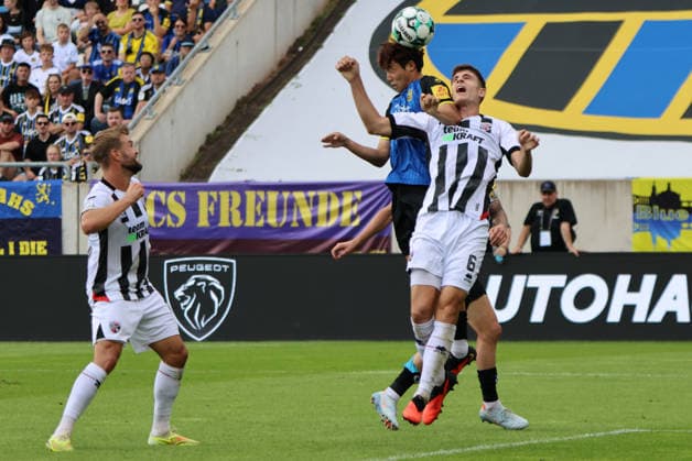 September 12, 2026, Soccer, Men s, 3rd Division, 2026–2027 Season, 1 FC Saarbrücken vs. FC Ingolstadt 04, Seung Joon Lee (1 FC Saarbrücken), Georgios Antzoulas (FC Ingolstadt 04), Saarbrücken, Ludwigsparkstadion, Saarland, Germany, DEU Copyright: xSebastianxBachx