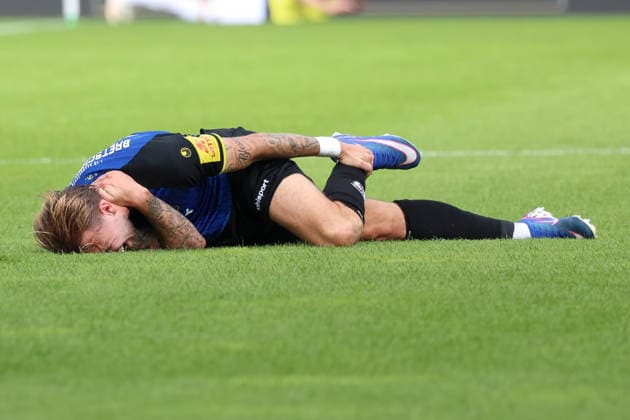 September 12, 2026, xrekx, Soccer 3rd Division, 1 FC Saarbrücken vs. FC Ingolstadt 04, Niko Bretschneider, 1 FC Saarbrücken, injured, injury, pain, pains, Saarbrücken