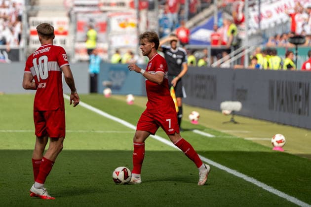 Fussball: 1. Bundesliga, 3. Spieltag, TSG Hoffenheim - VfB Stuttgart am 12.09.2026 in Sinsheim (SNP Arena), Deutschland, Saison 2026 2027: Maximilian Mittelstädt (VfB Stuttgart, 7) Sinsheim SNP Arena Deutschland *** Soccer, Bundesliga 1, Matchday 3, TSG Hoffenheim vs. VfB Stuttgart on September 12, 2026, at Sinsheim SNP Arena, Germany, 2026–2027 season, Maximilian Mittelstädt (VfB Stuttgart), 7, Sinsheim SNP Arena, Germany Copyright: xPhilippxImhofx