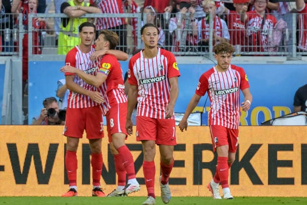 Jubel zum Tor zum 2:0 durch Igor Matanovic (SC Freiburg, 31) GER, SC Freiburg vs Bor. Moenchengladbach, Fussball, Bundesliga, 3. Spieltag, Saison 2026 2027, 12.09.2026 DFL DFB REGULATIONS PROHIBIT ANY USE OF PHOTOGRAPHS AS IMAGE SEQUENCES AND OR QUASI-VIDEO GER, SC Freiburg vs Bor. Moenchengladbach, Fussball, Bundesliga, 3. Spieltag, Saison 2026 2027, 12.09.2026 Freiburg *** Celebration following Igor Matanovic s goal to make it 2–0 for SC Freiburg, 31 GER, SC Freiburg vs. Borussia Mönchengladbach, Soccer, Bundesliga, Matchday 3, 2026–2027 Season, September 12, 2026 DFL and DFB regulations prohibit any use of photographs as image sequences and or quasi-video GER, SC Freiburg vs. Borussia Mönchengladbach, Soccer, Bundesliga, Matchday 3, 2026–2027 Season, September 12, 2026, Freiburg Copyright: xEibner-Pressefotox EP_THS