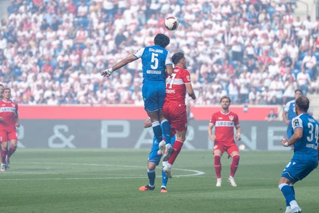 Fussball: 1. Bundesliga, 3. Spieltag, TSG Hoffenheim - VfB Stuttgart am 12.09.2026 in Sinsheim (SNP Arena), Deutschland, Saison 2026 2027: Ozan Kabak (TSG Hoffenheim, 5) Dzenan Pejcinovic (VfB Stuttgart, 17) Sinsheim SNP Arena Deutschland *** Soccer: Bundesliga 1, Matchday 3, TSG Hoffenheim vs. VfB Stuttgart on September 12, 2026, at the SNP Arena in Sinsheim, Germany, 2026–2027 season: Ozan Kabak (TSG Hoffenheim), 5 Dzenan Pejcinovic (VfB Stuttgart), 17 Sinsheim SNP Arena, Germany Copyright: xPhilippxImhofx