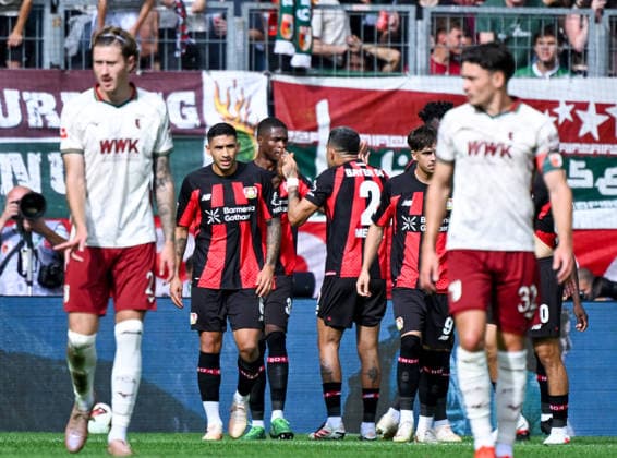 12.09.2026, xemx, Fussball 1.Bundesliga, FC Augsburg - Bayer 04 Leverkusen v.l. Christian Kofane (Bayer 04 Leverkusen) Jubel, Torjubel, celebrate the goal, jubelt ueber das Tor zum 0:1 (DFL DFB REGULATIONS PROHIBIT ANY USE OF PHOTOGRAPHS as IMAGE SEQUENCES and or QUASI-VIDEO) Augsburg *** September 12, 2026, xemx, Soccer, Bundesliga 1, FC Augsburg vs. Bayer 04 Leverkusen, Christian Kofane (Bayer 04 Leverkusen) celebrating, Goal celebration, celebrating the goal, cheering the 0–1 goal DFL DFB REGULATIONS PROHIBIT ANY USE OF PHOTOGRAPHS AS IMAGE SEQUENCES AND OR QUASI-VIDEO Augsburg