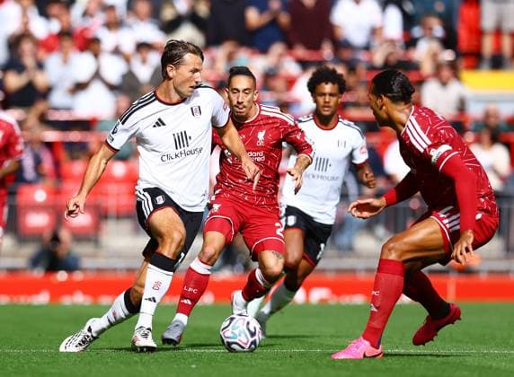 Sander Berge of Fulham Liverpool v Fulham, Premier League, Football, Football, Anfield, Liverpool, UK - 12 Sep 2026Liverpool Anfield United Kingdom EDITORIAL USE ONLY No use with unauthorised audio, video, data, fixture lists, club league logos or live services. Online in-match use limited to 120 images, no video emulation. No use in betting, games or single club league player publications.  Copyright: xMattxWest Shutterstockx 17144551al