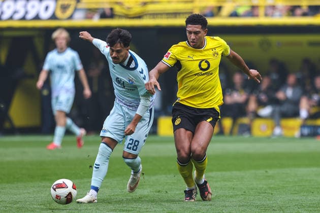 2026.09.12, xkwix, Fußball, Bundesliga, Borussia Dortmund - SC Paderborn 07, Signal Iduna Park, 3.Spieltag, Saison 2026 2027: Jobe Bellingham (Borussia Dortmund 7) im Zweikampf gegen Laurin Ulrich (SC Paderborn 07 28) DFB regulations prohibit any use of photographs as image sequences and or quasi-video. Photo: xKamilxWilkowskixPressefotoKochx Nordrhein-Westfalen Deutschland *** September 12, 2026, xkwix, Soccer, Bundesliga, Borussia Dortmund vs. SC Paderborn 07, Signal Iduna Park, Matchday 3, 2026–2027 season: Jobe Bellingham of Borussia Dortmund battles Laurin Ulrich of SC Paderborn 07. 28. DFB regulations prohibit any use of photographs as image sequences and or quasi-video. Photo: xKamilxWilkowskixPressefotoKochx, North Rhine-Westphalia, Germany