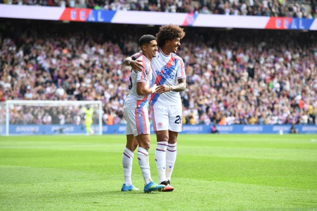 Crystal Palace v Ipswich Town, Premier League GOAL CELEBRATION Chris Richards of Crystal Palace celebrates with the goal scorer Anan Khalaili of Crystal Palace after he made it 1-0 during the Premier League match between Crystal Palace and Ipswich Town at Selhurst Park, London, UK on 12 September 2026. London Selhurst Park Greater London UK Editorial use only DataCo restrictions apply See www.football-dataco.com , Copyright: xJeffxMoodx PSI-24873-0015