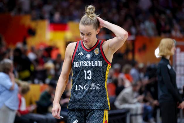 Leonie Fiebich of Germany looks dejected during the FIBA Women s Basketball World Cup Germany 2026 semifinal match between France and Germany at the Berlin Arena on September 12, 2026, in Berlin, Germany. Photo by Marco Steinbrenner, DeFodi Images