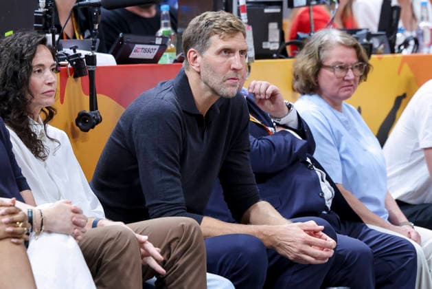 Dirk Nowitzki looks dejected during the FIBA Women s Basketball World Cup Germany 2026 semifinal match between France and Germany at the Berlin Arena on September 12, 2026, in Berlin, Germany. Photo by Marco Steinbrenner, DeFodi Images