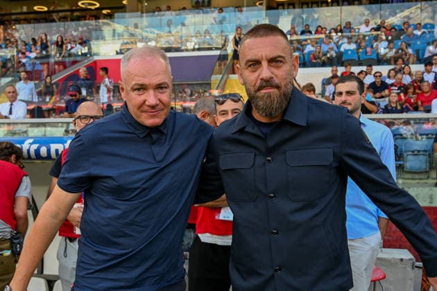 GenoaÕs head coach Daniele De Rossi and Frosinone s head coach Massimiliano Alvini during the Serie A soccer match between Genoa and Frosinone at the Luigi Ferraris Stadium in Genoa, Italy - Saturday, September 12, 2026. - Soccer .  Copyright: xTanoxPecoraro LaPressex