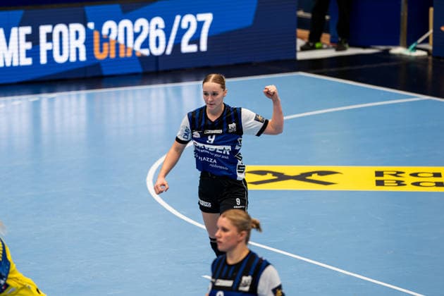 HSG Blomberg Lippe GER vs. Storhamar Handball Elite NOR, Handball, EHF Champions League Women, Group Stage, September 12, 2026, 2026–2027 Season, Lemgo’s Nieke Kuehne of HSG Blomberg Lippe, 09, celebrates after scoring a goal at the Lemgo Phoenix Contact Arena in Germany