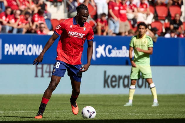 LaLiga EA Sports 2026-27 CA Osasuna vs. RCD Espanyol Rockson Yeboah 48 OSA in action during the LaLiga EA Sports match between CA Osasuna and RCD Espanyol played at El Sadar in Pamplona. Credit: Inigo Alzugaray, Agencia LOF, Pamplona. LaLiga EA Sports 2026–27 CA Osasuna vs. RCD Espanyol Copyright: xCredit:xInigoxAlzugarayx xAgencix
