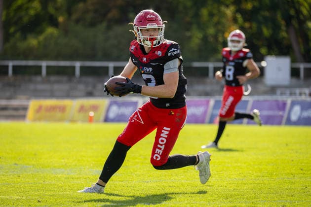 Maximilian McLeod (Potsdam Royals, 03 Wide Receiver) Potsdam Royals vs ifm Razorbacks Ravensburg, American Football, German Football League, Week 19, 2026, 12.09.2026, Potsdam Sportpark Luftschiffhafen Brandenburg Germany Copyright: xPFA SebastianxJustx