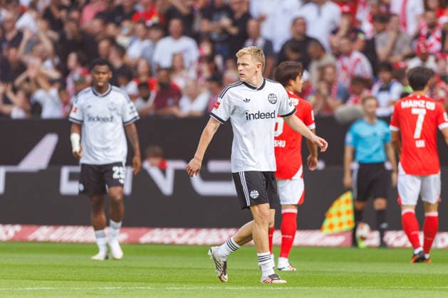 MAINZ, GERMANY - SEPTEMBER 12:Jonathan Burkardt (Eintracht Frankfurt, 9) during the Bundesliga match between 1. FSV Mainz 05 vs. Eintracht Frankfurt at MEWA Arena on matchday 3 of the 1. Bundesliga on September 12, 2026 in Mainz, Germany. DFL REGULATIONS PROHIBIT ANY USE OF PHOTOGRAPHS AS IMAGE SEQUENCES AND OR QUASI-VIDEO. Rhineland-Palatinate Germany Copyright: xStephanxHahnex