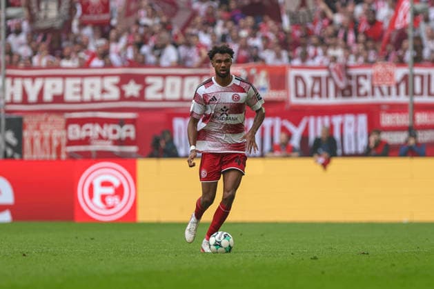 September 12, 2026, Germany, Soccer, Men s, 3rd Division, 2026–2027 Season, Fortuna Düsseldorf vs. MSV Duisburg: Elias Egouli (F95) in action with the ball, solo play at the Düsseldorf Merkur Spiel Arena, North Rhine-Westphalia, Germany Copyright: xAdrianxSchlüterx