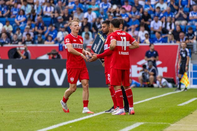 12.09.26 TSG Hoffenheim - VfB Stuttgart Deutschland, Sinsheim, 12.09.2026, Fussball, Bundesliga, Saison 2026 2027, TSG Hoffenheim - VfB Stuttgart: Deniz Undav (VfB Stuttgart), Einwechslung. *** September 12, 2026 TSG Hoffenheim vs. VfB Stuttgart Germany, Sinsheim, September 12, 2026, Soccer, Bundesliga, 2026–2027 season, TSG Hoffenheim vs. VfB Stuttgart, Deniz Undav (VfB Stuttgart), Substitution
