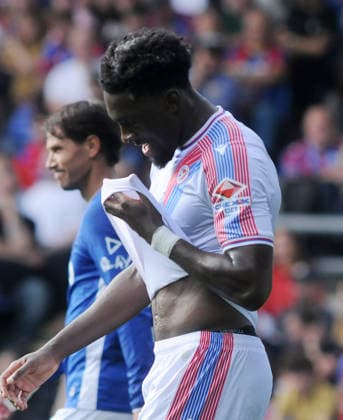 Football - 2026 2027 Premier League - Crystal Palace vs. Ipswich Town - Selhurst Park - Saturday 12th September 2026 Referee Chris Kavanagh shows Axel Disasi the red card as he walks off 