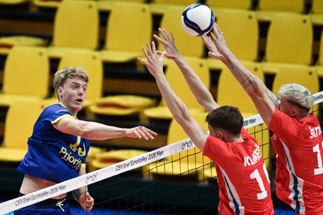 September 12, 2026: Axel Enlund of Sweden during the CEV EuroVolley 2026 group stage volleyball match between Sweden and the Czech Republic on September 12, 2026 in Modena Photo: Bildbyran EXT BILDBYRAN COP 18 XY0129 volleyball volleyball volleyball European Championships Sweden Czech Republic CEV EuroVolley 2026 Sweden Czech Republic bbeng  Copyright: BILDBYRANxEXT BB260912BB941