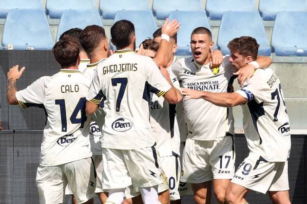 Foto IPP ACGE Genova 12 09 2026 Campionato Serie A 2026-2027 Genoa-Frosinone nella foto: Kvernadze esulta dopo il gol del 0-1 Italy Photo Press World Copyright Genova italy Italia ITALY  Copyright: xR4924_italyphotopressx