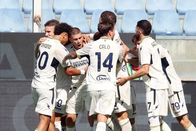 Foto IPP ACGE Genova 12 09 2026 Campionato Serie A 2026-2027 Genoa-Frosinone nella foto: Kvernadze esulta dopo il gol del 0-1 Italy Photo Press World Copyright Genova italy Italia ITALY  Copyright: xR4924_italyphotopressx